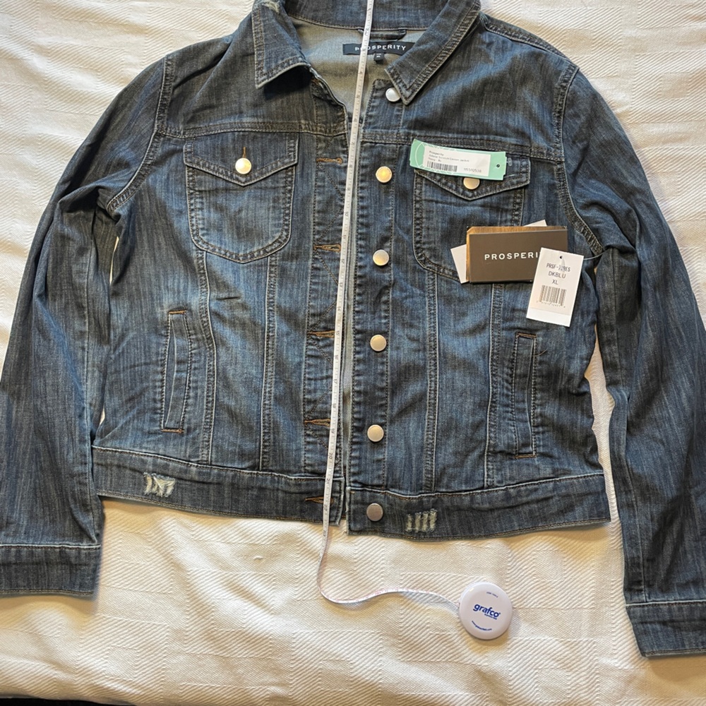 NWT Prosperity Jolene Classic Dark Blue Denim Jacket Timeless Style